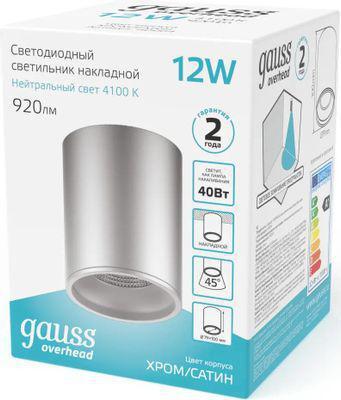 Светильник GAUSS Overhead HD004, 12 Вт, 4100К (белый), серебро - фото 3 - id-p220450645