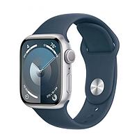 APPLE Watch Series 9 GPS 45mm Silver Aluminium Case with Storm Blue Sport Band - M/L MR9E3