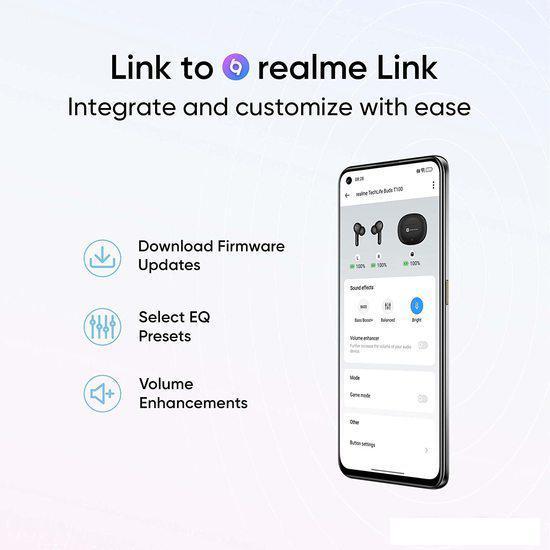 Наушники Realme T100 (белый) - фото 7 - id-p220709780