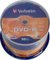 Оптический диск DVD-R VERBATIM 4.7Гб 16x, 50шт., cake box [43548]