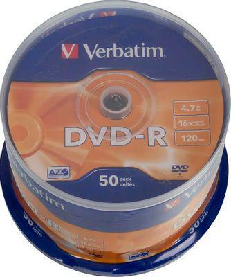 Оптический диск DVD-R VERBATIM 4.7Гб 16x, 50шт., cake box [43548] - фото 1 - id-p220451017