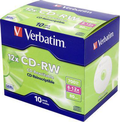 Оптический диск CD-RW VERBATIM 700Мб 12x, 10шт., jewel case [43148] - фото 1 - id-p220451024