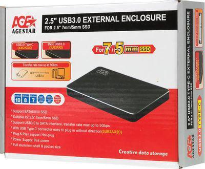Внешний корпус для HDD/SSD AgeStar 3UB2AX2, черный - фото 10 - id-p220589790