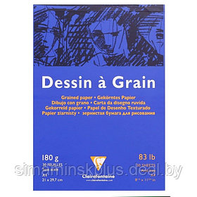 Блокнот для рисунков, А4, 180 г/м2, Clairefontaine 30 листов, склейка, лист белый, зернистый