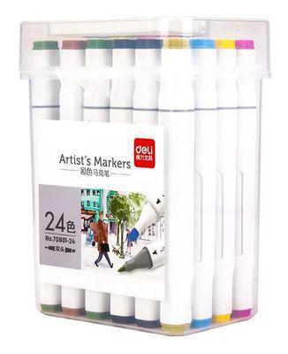 Набор маркеров для скетчинга DELI 70801-24, 24 цвет., двойной пишущий наконечник - фото 1 - id-p220451331