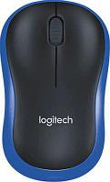 Мышь Logitech M186, оптическая, беспроводная, USB, черный и синий [910-004132]
