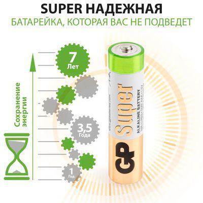 AAA Батарейка GP Super Alkaline 24A LR03, 40 шт. - фото 4 - id-p220590287