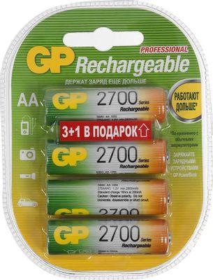 AA Аккумуляторная батарейка GP 270AAHC3/1, 4 шт. 2700мAч - фото 1 - id-p220590293