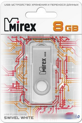 USB Flash Mirex SWIVEL WHITE 8GB (13600-FMUSWT08) - фото 2 - id-p220979268