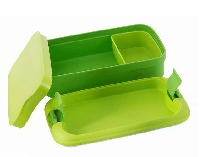 Контейнер пищевой прямоугольный со столовыми приборами 1,4L, Зелёный - фото 6 - id-p191638537