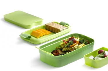 Контейнер пищевой прямоугольный со столовыми приборами 1,4L, Зелёный - фото 10 - id-p191638537