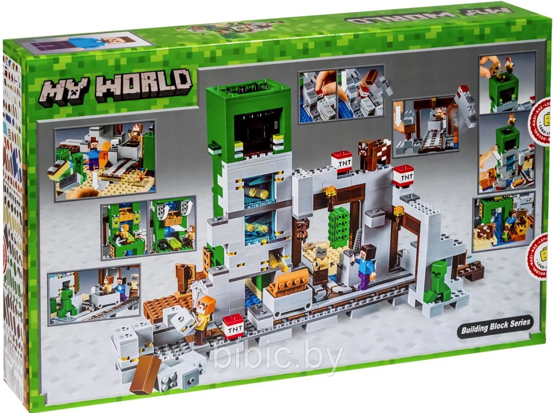 Детский конструктор Minecraft Шахта крипера 11363 крепость Майнкрафт серия my world блочный аналог лего lego - фото 3 - id-p220981911