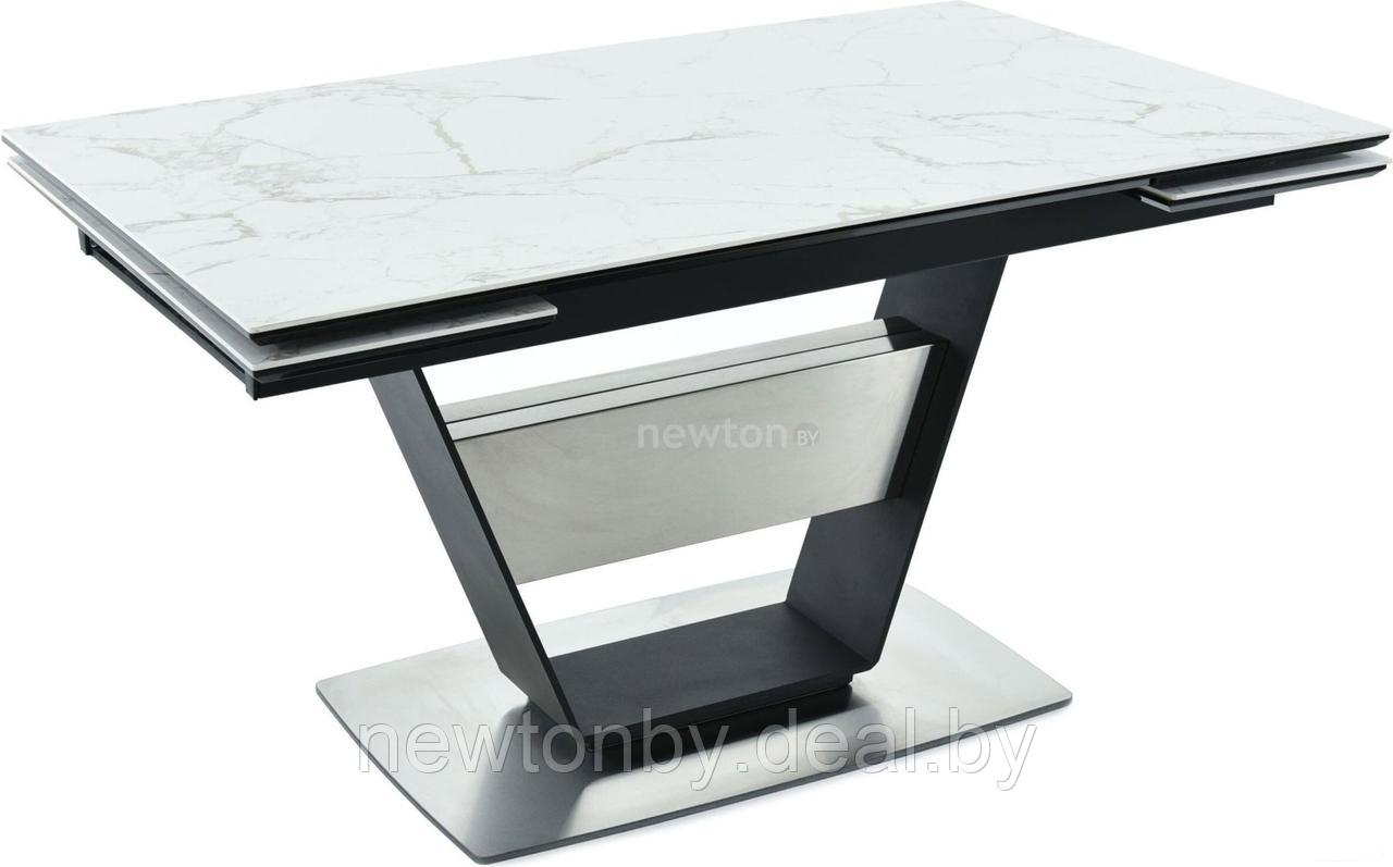 Кухонный стол Аврора Мальта 140-204x90 (белый мрамор/черный матовый) - фото 1 - id-p220981951