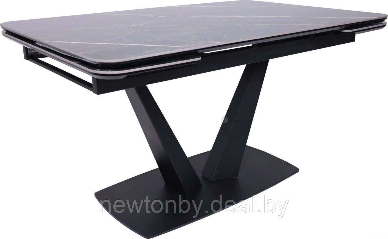 Кухонный стол Аврора Ле-ман 140-204x90 (графит wacom pulido/черный матовый) - фото 1 - id-p220981952