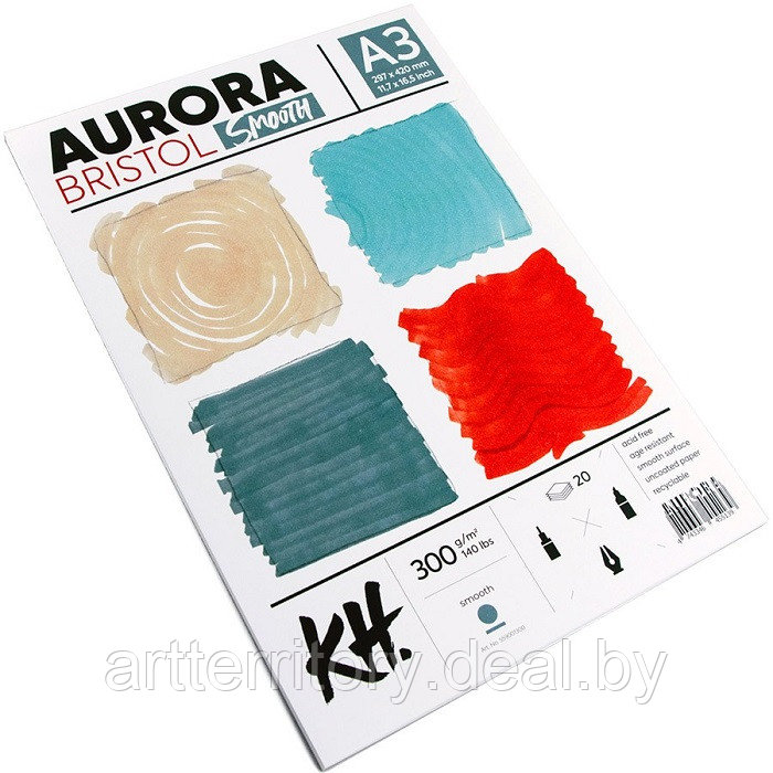 Альбом-склейка для графики Aurora Bristol, А3, 300 г/м2, 20 листов, целлюлоза 100%
