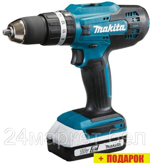 Ударная дрель-шуруповерт Makita HP488DWE (с 2-мя АКБ, кейс) - фото 1 - id-p220984589