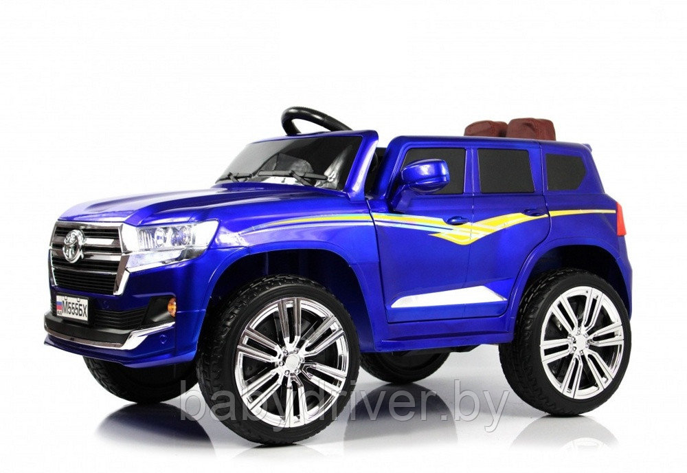 Детский электромобиль RiverToys М555БХ (синий глянец) Toyota Лицензия, Полный привод
