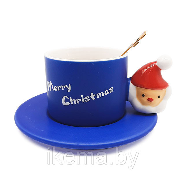 Набор чайный "Рождество" 380 мл. (чашка, блюдце, ложка) 6,5х8 см. - фото 1 - id-p220985279