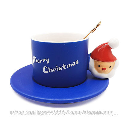 Набор чайный "Рождество" 380 мл. (чашка, блюдце, ложка) 6,5х8 см., фото 2