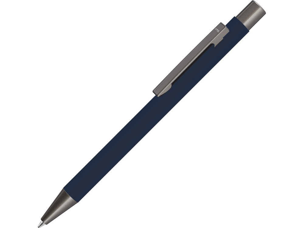 Ручка шариковая UMA STRAIGHT GUM soft-touch, с зеркальной гравировкой, темно синий - фото 1 - id-p221026558