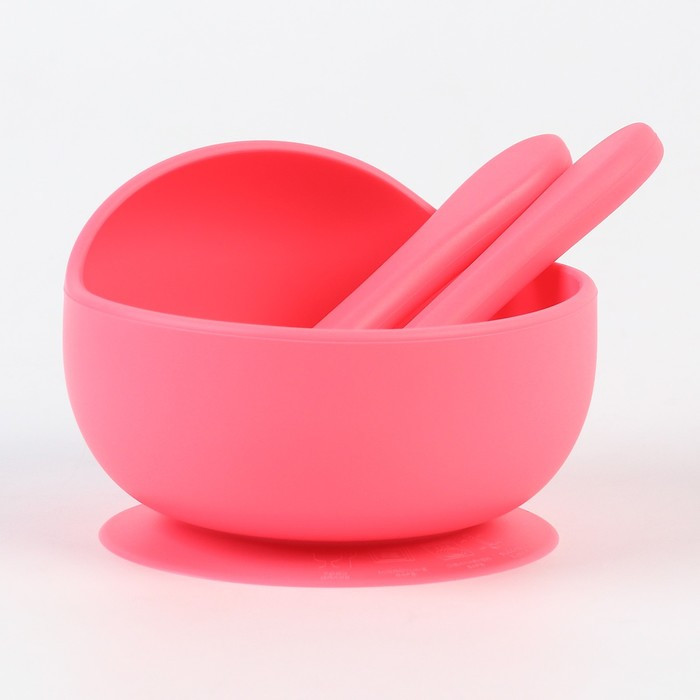 Тарелка детская на присоске и столовые приборы, Крошка Я, розовый - фото 2 - id-p221028688