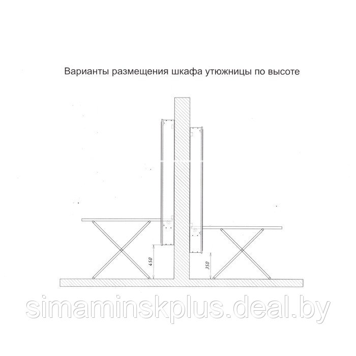 Пенал с зеркалом с гладильной доской Светлана, 500х150х1740, Венге - фото 5 - id-p221031026