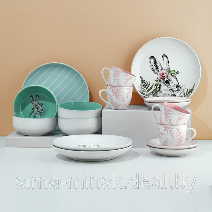 Набор посуды на 4 персоны «Лесные персонажи», 16 предметов: 4 тарелки 23 см, 4 миски 14,5 см, 4 кружки 250 мл, - фото 2 - id-p221031744
