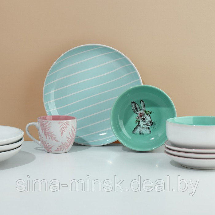 Набор посуды на 4 персоны «Лесные персонажи», 16 предметов: 4 тарелки 23 см, 4 миски 14,5 см, 4 кружки 250 мл, - фото 4 - id-p221031744