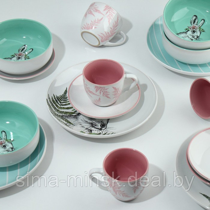 Набор посуды на 4 персоны «Лесные персонажи», 16 предметов: 4 тарелки 23 см, 4 миски 14,5 см, 4 кружки 250 мл, - фото 5 - id-p221031744