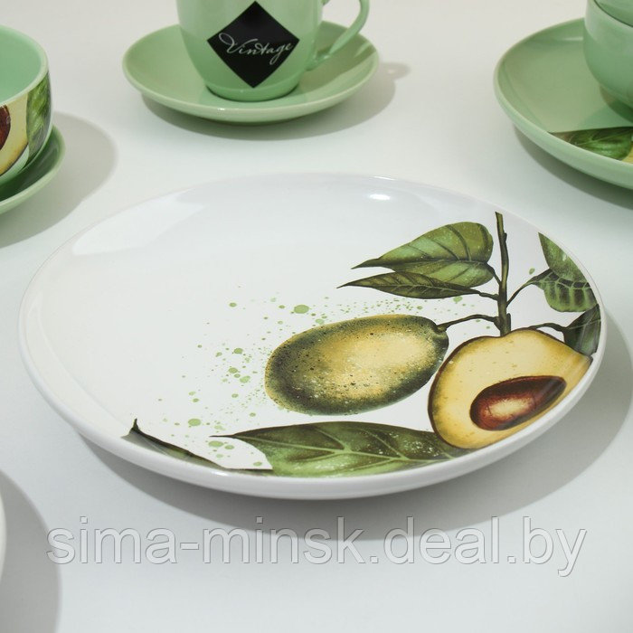 Набор посуды на 4 персоны «Авокадо», 16 предметов: 4 тарелки 23 см, 4 миски 14,5 см, 4 кружки 250 мл, 4 блюдца - фото 7 - id-p221031746