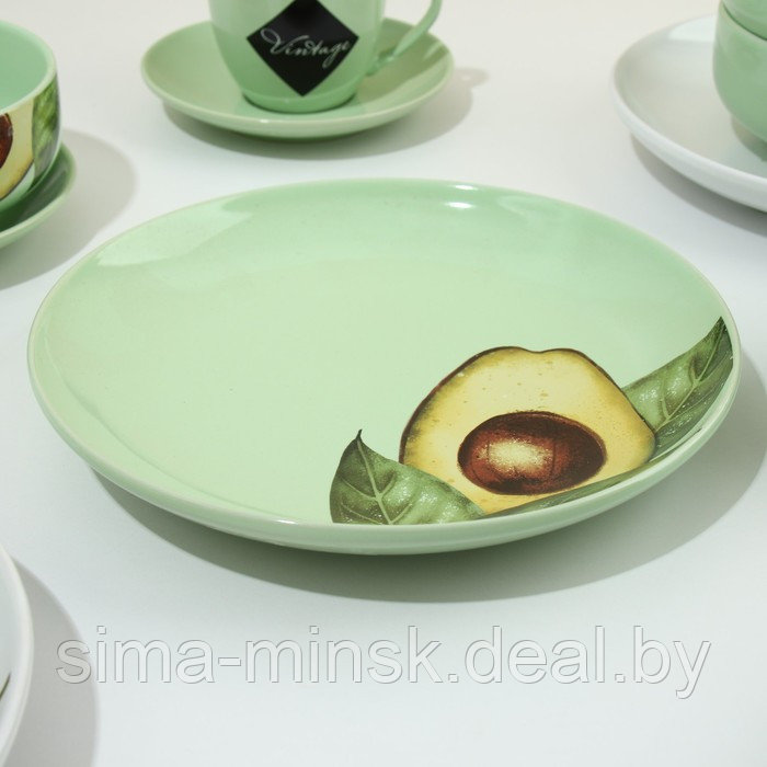 Набор посуды на 4 персоны «Авокадо», 16 предметов: 4 тарелки 23 см, 4 миски 14,5 см, 4 кружки 250 мл, 4 блюдца - фото 9 - id-p221031746