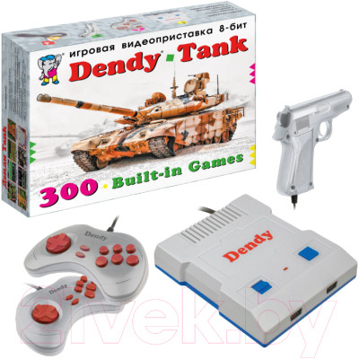 Игровая приставка Dendy Tank 300 игр + световой пистолет - фото 1 - id-p221032145