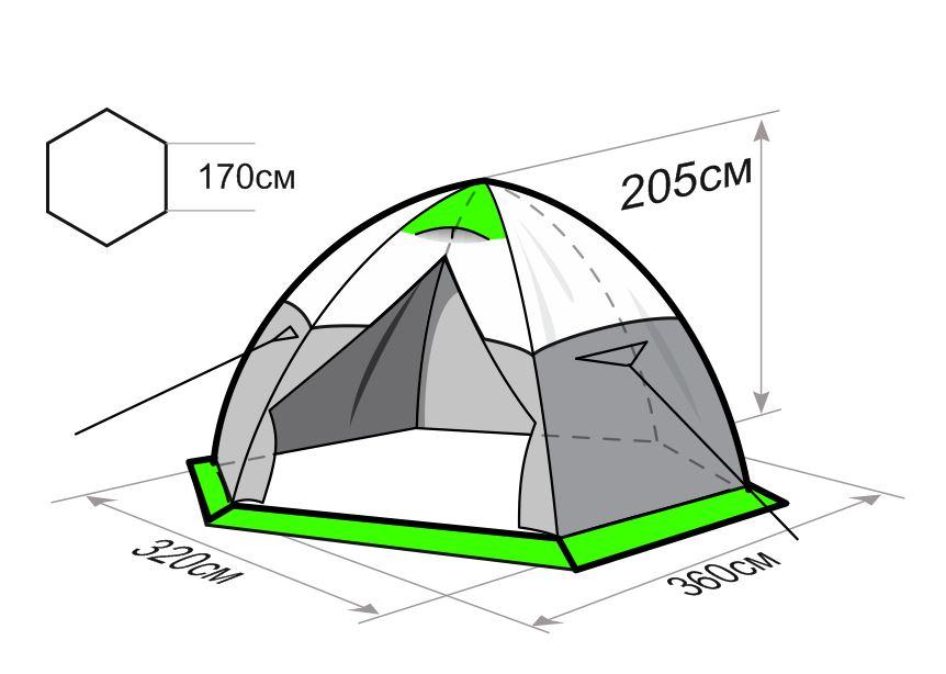 Палатка ЛОТОС 5У Шторм (серо-салатовый) - фото 5 - id-p221077875