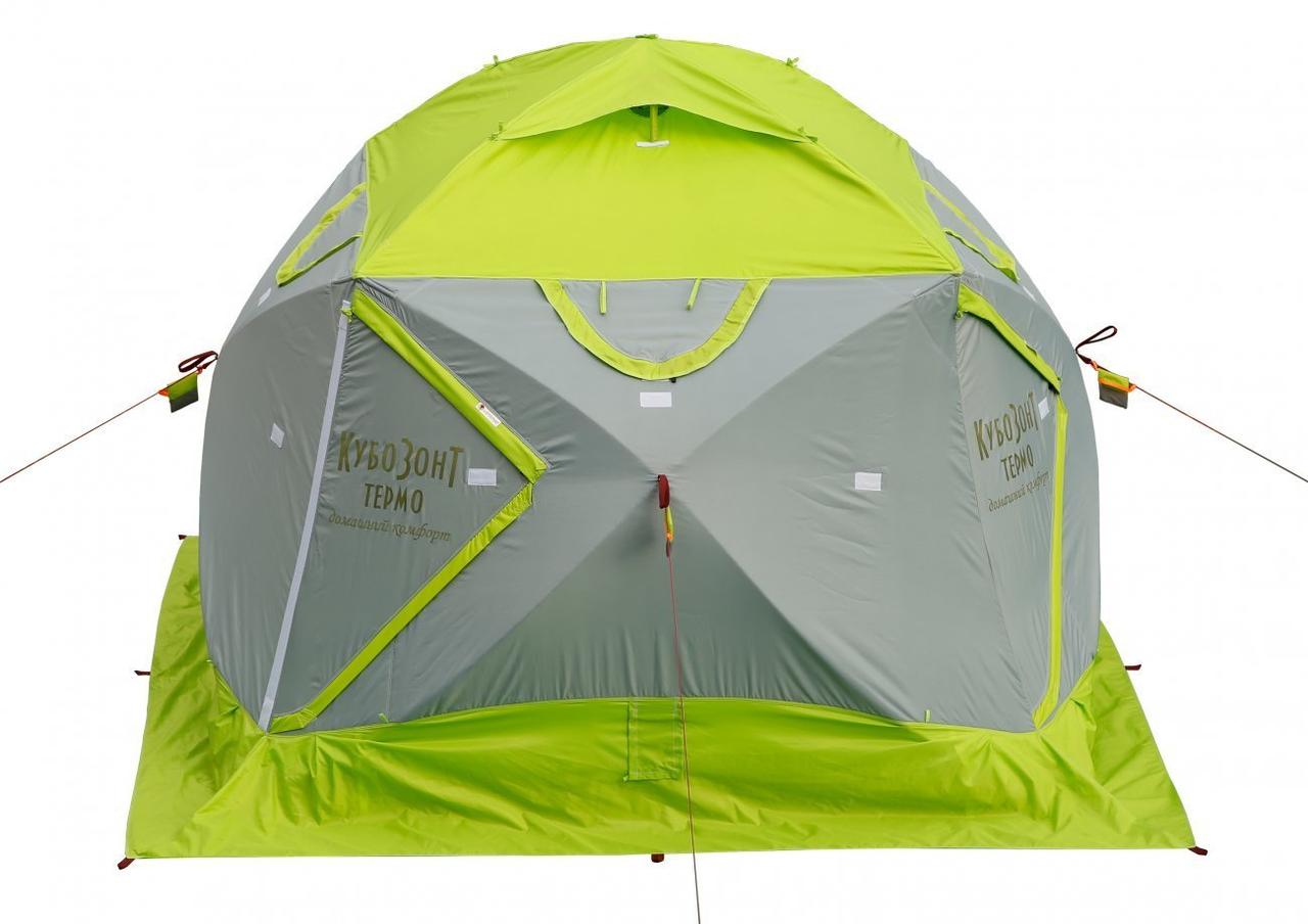 Утепленная зимняя палатка Лотос КубоЗонт 4 Компакт Термо (Серо-Салатовый) Модель 2022 - фото 3 - id-p221077879
