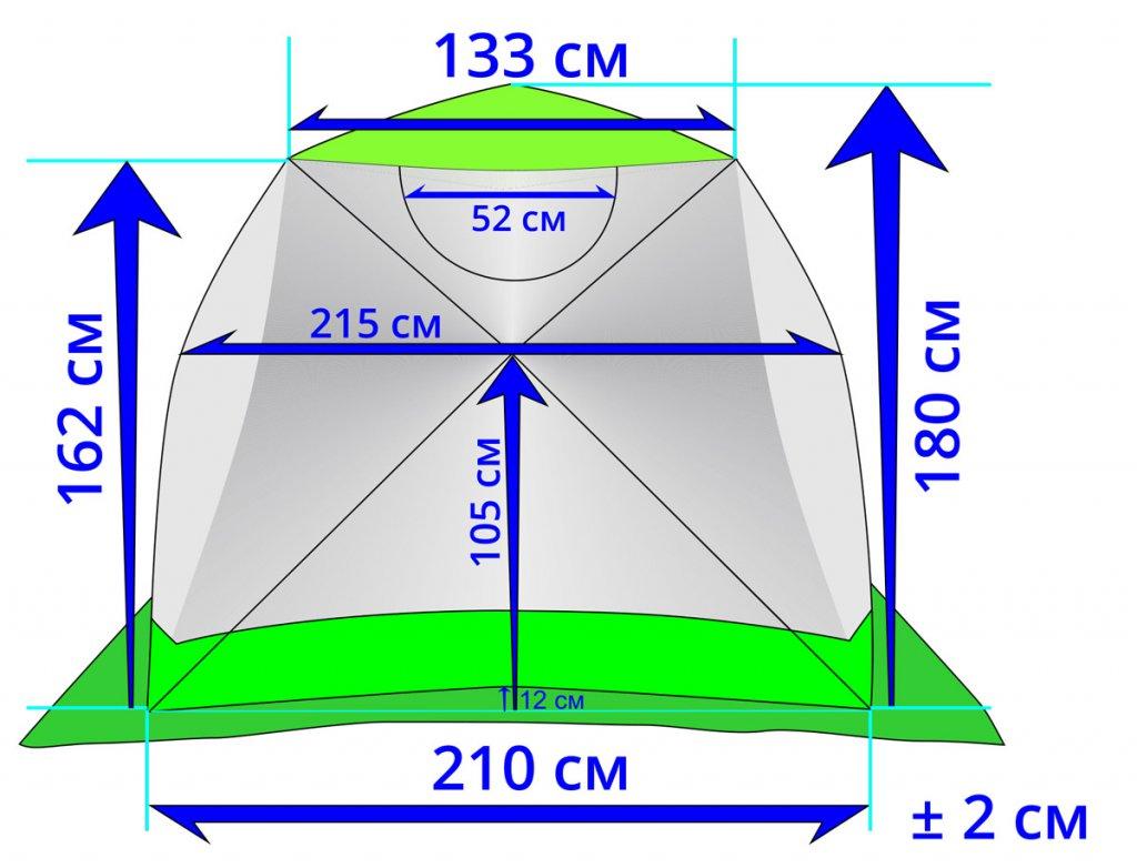 Утепленная палатка Лотос Куб 3 Классик С9Т (Салатовый) - фото 4 - id-p221077888