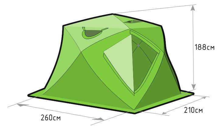 Зимняя палатка Лотос Куб 4 Компакт (Салатовый) - фото 2 - id-p221077889