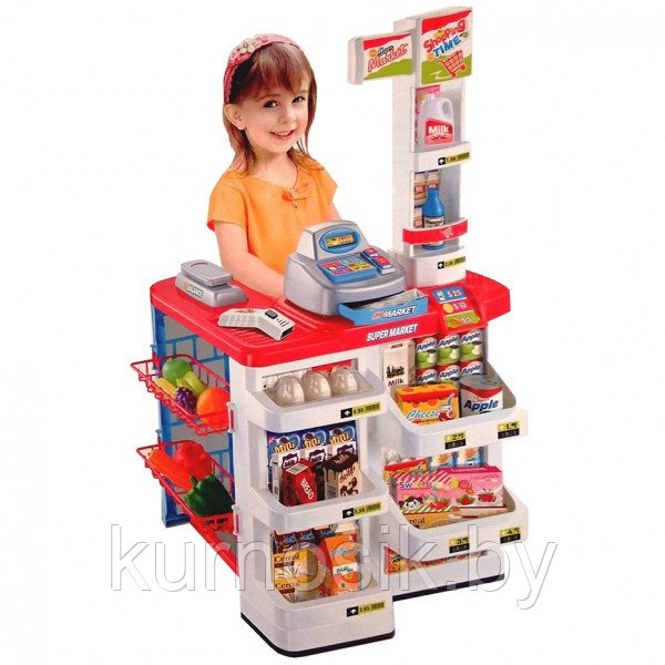 Детский игровой супермаркет 668-02 с корзинкой,касса,продукты,звук - фото 2 - id-p221078306
