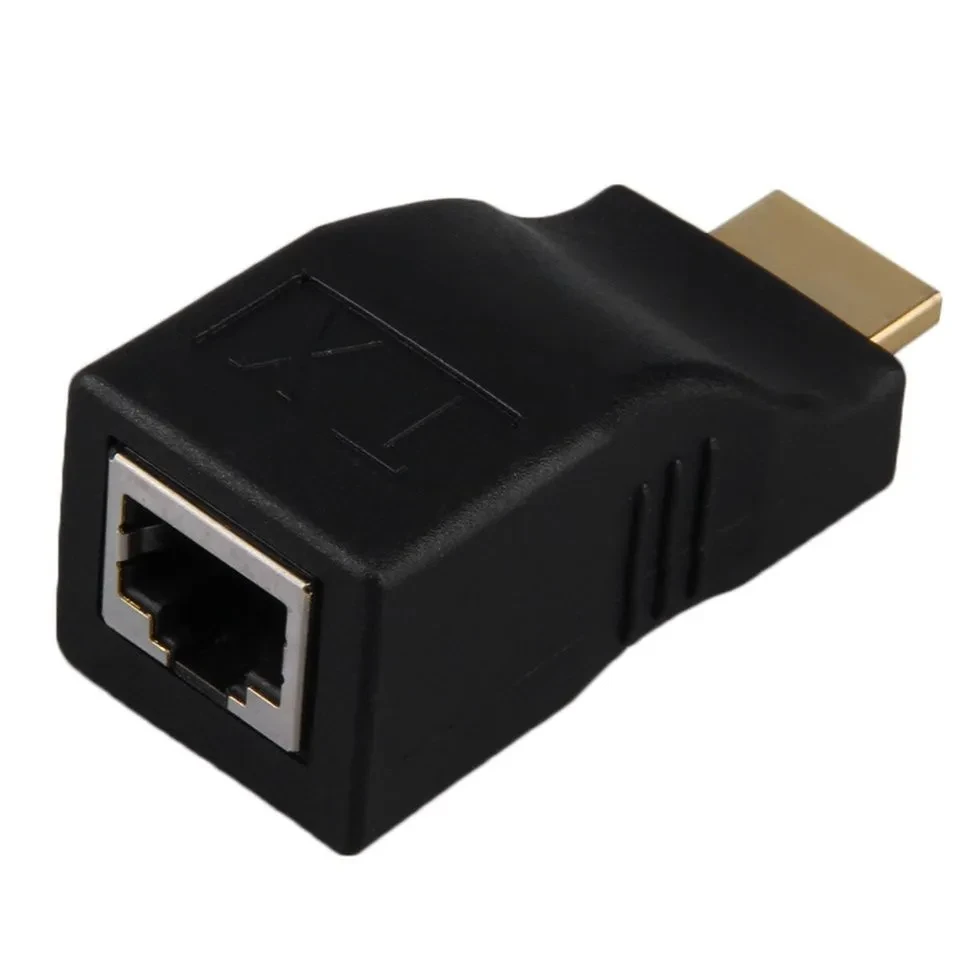 Удлинитель сигнала HDMI по витой паре RJ45 (LAN) до 30 метров, пассивный, комплект, синий - фото 4 - id-p209353367
