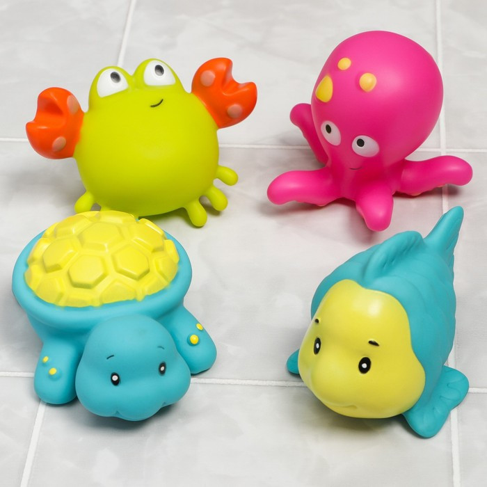 Набор игрушек для ванны «Морские друзья», 4 шт, виды МИКС, Крошка Я - фото 1 - id-p221081087