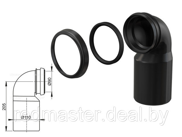 Колено стока, комплект DN90/110 Alcaplast M906