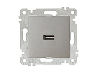 Розетка одноместная USB скрытая, без рамки, титан, RITA (USB charge, 5V-2.1A) MUTLUSAN 2200 448 0183