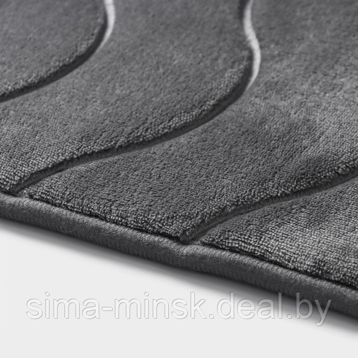 Набор ковриков для ванной и туалета Доляна «Волна», 2 шт: 40×50, 50×80 см, цвет серый - фото 3 - id-p221102809