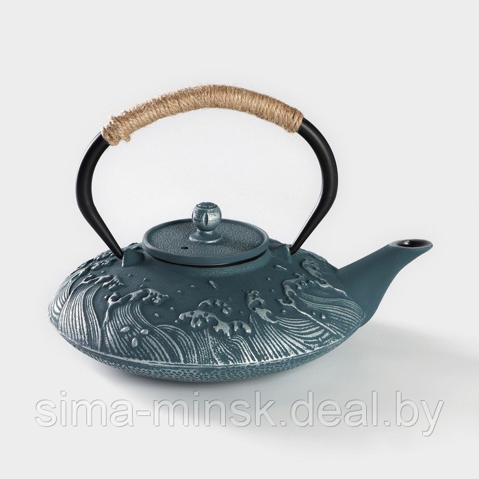 Чайник чугунный Доляна «Ялонг», 800 мл, с ситом, цвет голубой - фото 4 - id-p221102724