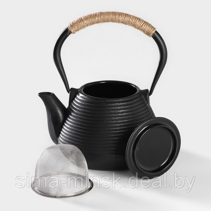 Чайник чугунный Доляна «Атьяф», 1 л, с ситом, цвет чёрный - фото 3 - id-p221102725