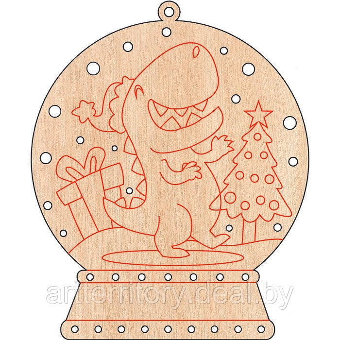 Заготовка деревянная Палитра Снежный шар с драконом (884), 11х9 см - фото 1 - id-p221102954