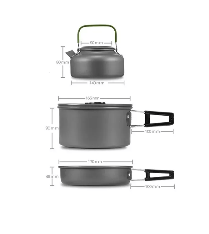 Набор туристической посуды для пикника и путешествий Cooking Set DS -308 из анодированного алюминия, 9 - фото 4 - id-p221135323