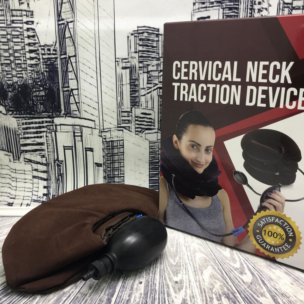 Ортопедический надувной воротник (подушка - массажер для шеи) с грушей Cervical Neck Trаction Device три - фото 7 - id-p221136086
