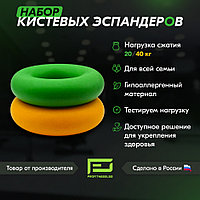 Набор кистевых эспандеров ProFitnessLab 2шт. 20/40кг Зеленый/Желтый