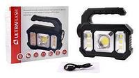 ULTRAFLASH (15194) LED51526 (фонарь акк 4В, черн., 1LED+COB+6xSMD, 3 Вт, 4 реж, Micro USB, бокс)