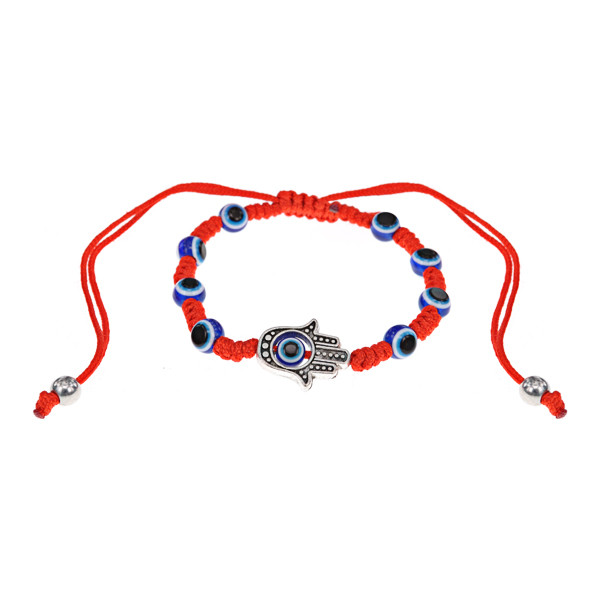 Плетёный браслет Хамса из красной нити - фото 1 - id-p221150013